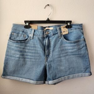 Levi's Jean‎ Shorts Women's Mid Length Hypersoft Blue Denim 4" Size 16 W33 NWT